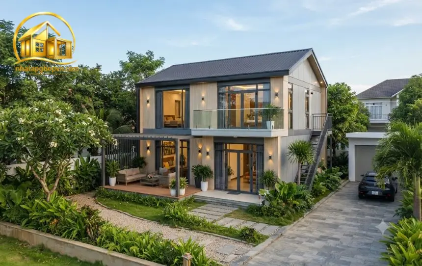 Thiết Kế Thi Công Nhà Lắp Ghép 140m2