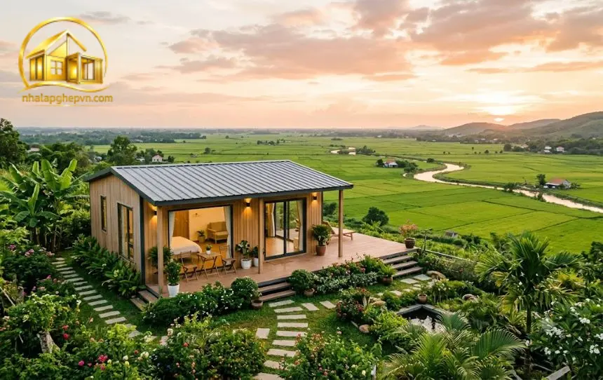 Thiết Kế Thi Công Nhà Vườn View Đồng Bằng